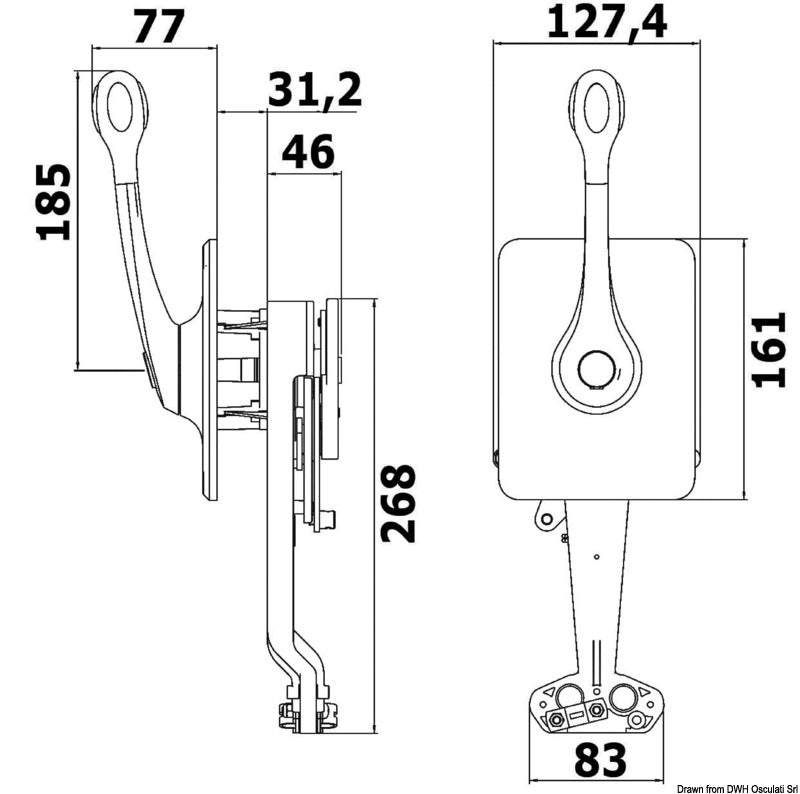 Ultraflex Single lever mechanical control B400 - foto originale Osculati Srl