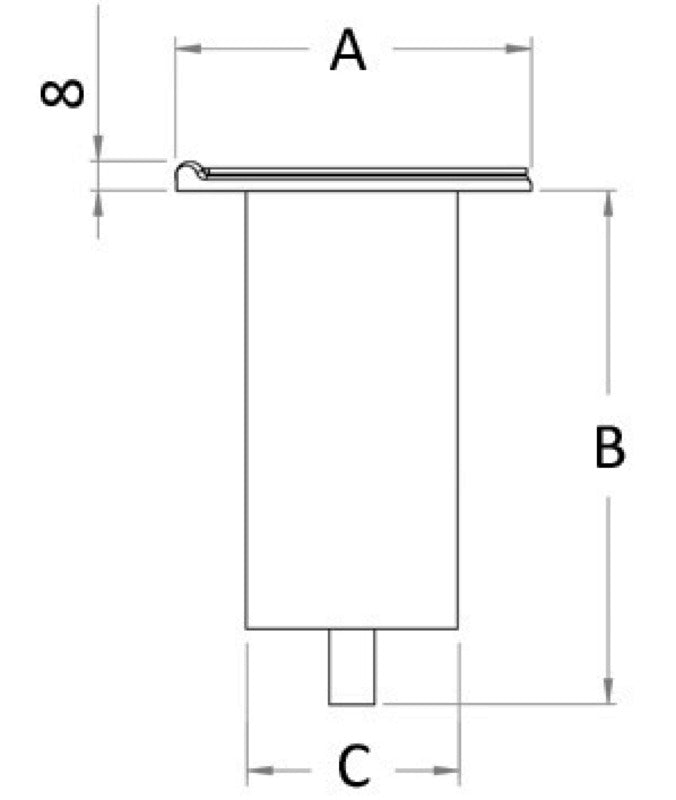 Straight recessed bush 150 mm - foto originale Osculati Srl