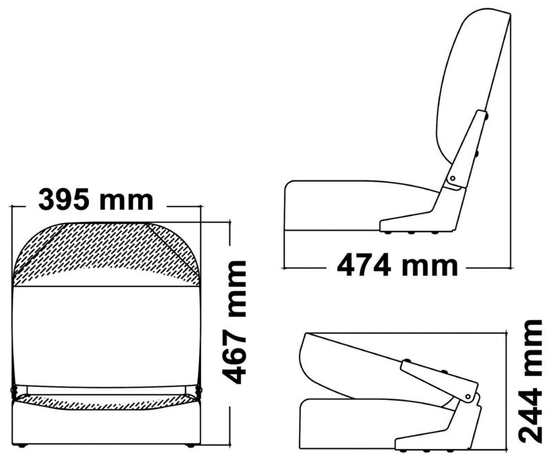 Seat w/foldable back sand vinyl cushion - foto originale Osculati Srl