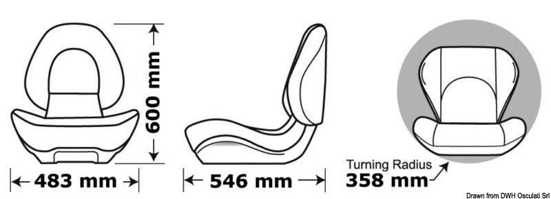 ATTWOOD Centric II ergonomic folding seat - foto originale Osculati Srl