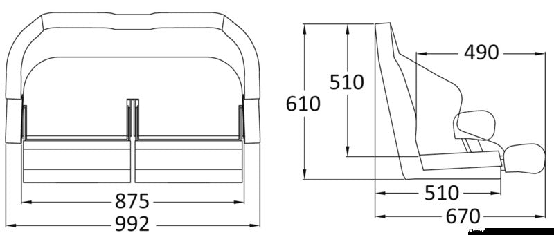 Double padded seat w/H99 flip-up bolster - foto originale Osculati Srl