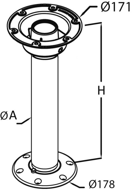 Thread Lock fixed table pedestal 689 mm - foto originale Osculati Srl