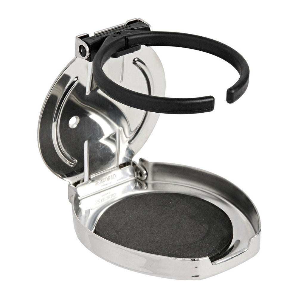 Polished SS foldable glass holder 107x91x14 mm - foto originale Osculati Srl