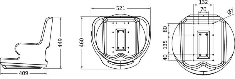 Seat frame only for 48.680.08 - foto originale Osculati Srl