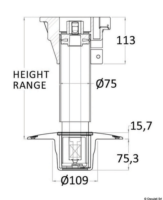 Oceansouth WAVERIDER pedestal telescopic 310/390 mm alu base - foto originale Osculati Srl