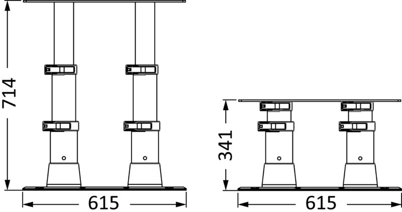Double pedestal ss handles base 615 x 300 mm - foto originale Osculati Srl
