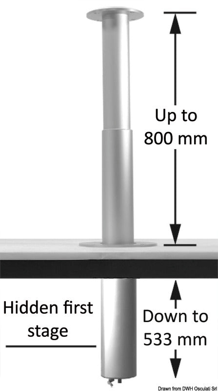 Noval Foldable 2-stage electric table pedestal 12V - foto originale Osculati Srl