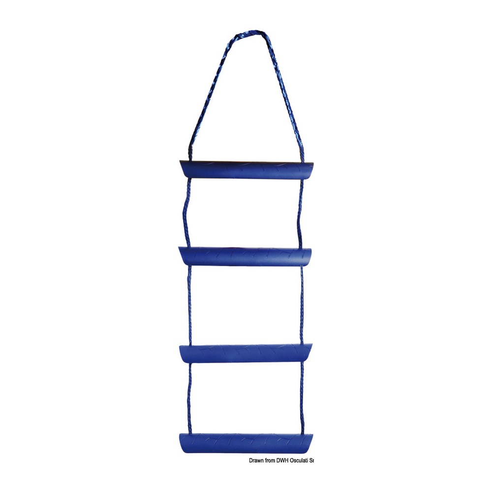 Blue nylon cord ladder, 10 polycarbonate steps - foto originale Osculati Srl