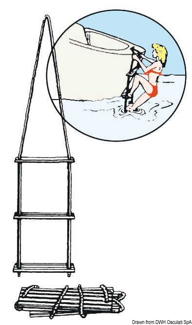 Blue nylon cord ladder, 4 polycarbonate steps - foto originale Osculati Srl