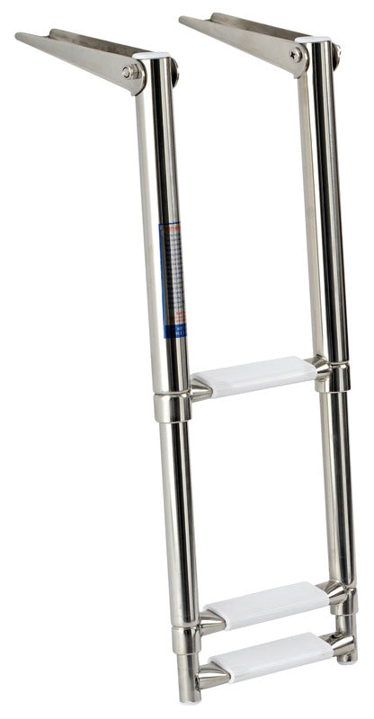 Telescopic narrow ladder AISI316 3 white steps - foto originale Osculati Srl