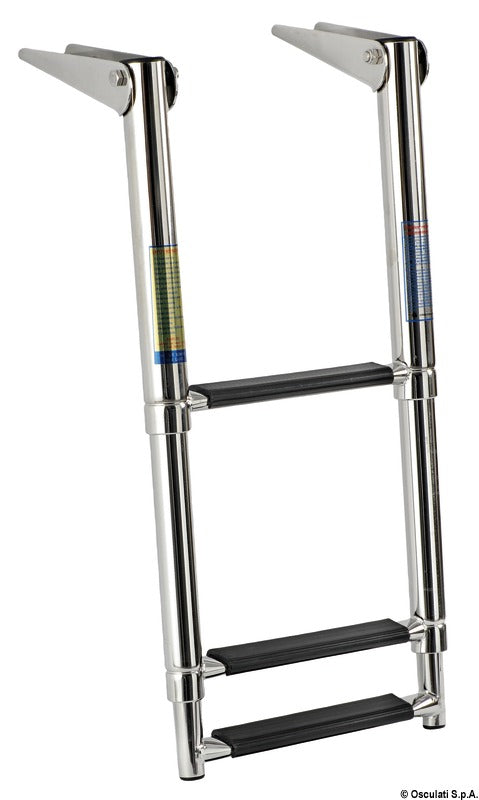 Telescopic standard ladder AISI316 black 3 steps - foto originale Osculati Srl