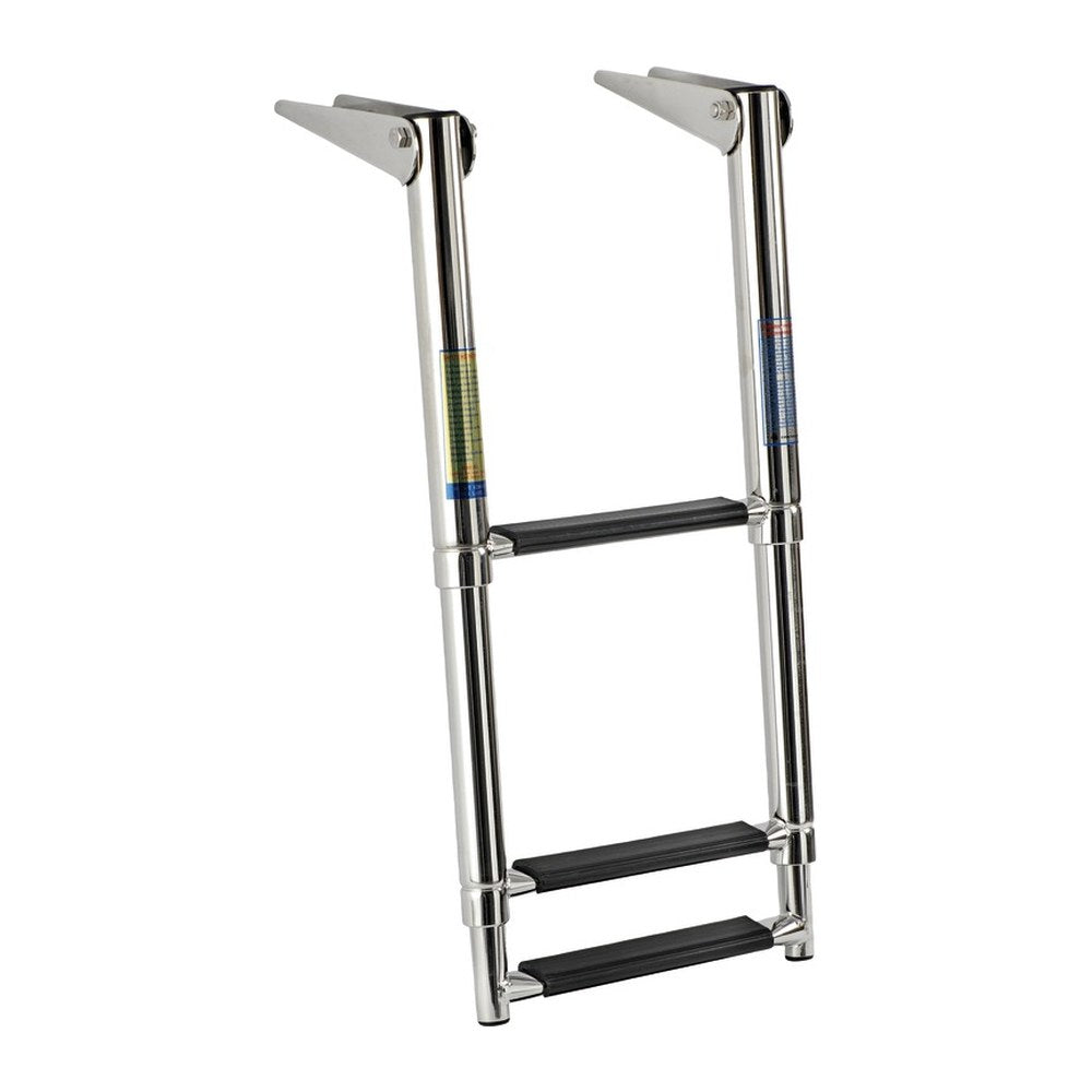 Telescopic standard ladder AISI316 black 3 steps - foto originale Osculati Srl