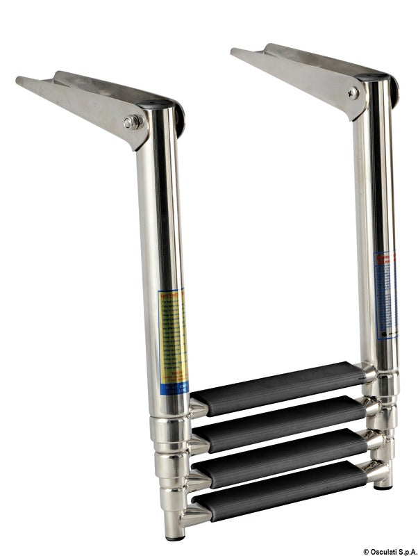 Telescopic standard ladder AISI316 black 4 steps - foto originale Osculati Srl