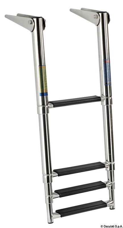 Telescopic standard ladder AISI316 black 4 steps - foto originale Osculati Srl
