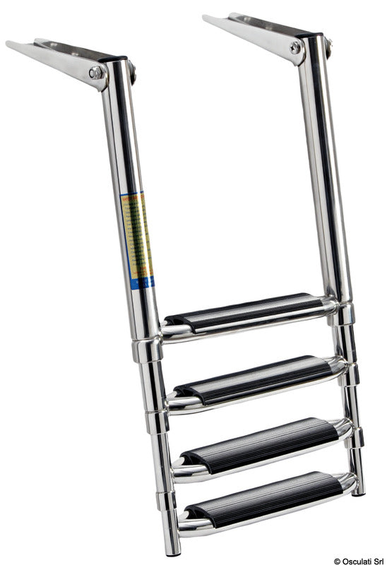 Telescopic large ladder AISI316 black 4 steps - foto originale Osculati Srl