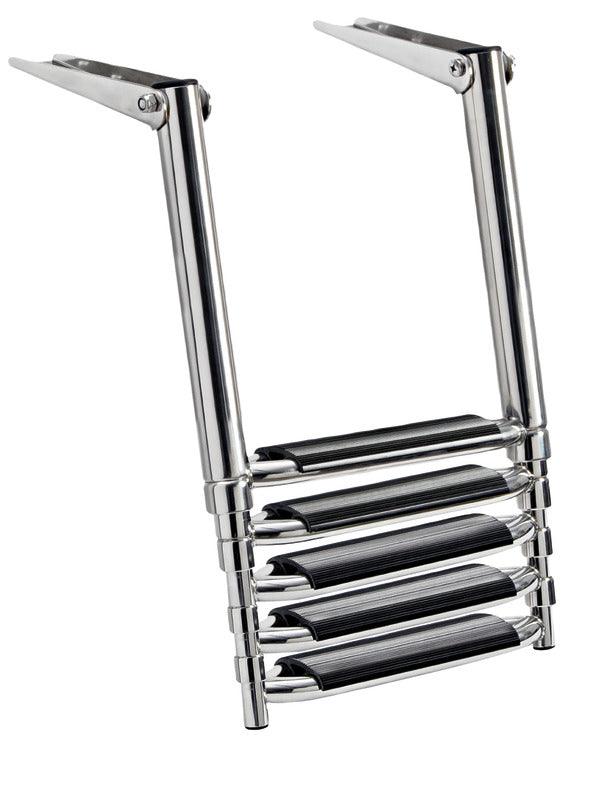 Telescopic large ladder AISI316 black 5 steps - foto originale Osculati Srl