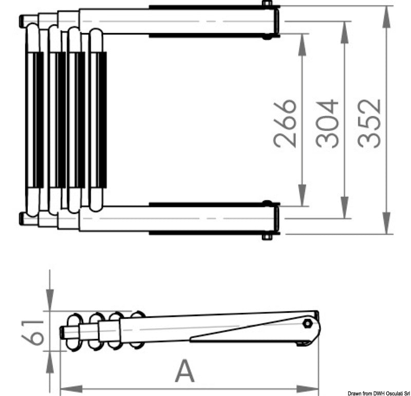 BIG telescopic 4 step ladder above platform slide-out - foto originale Osculati Srl