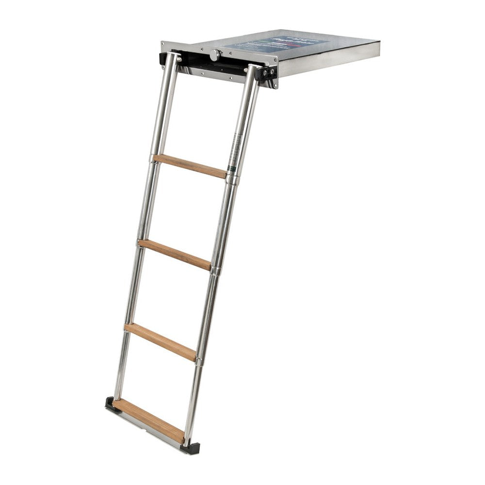 Douglas marine Top Line 4-step teak foldaway ladder - foto originale Osculati Srl