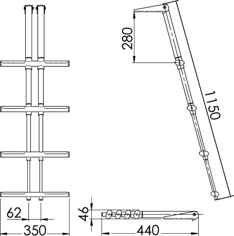 DIVER telescopic ladder 4 steps black - foto originale Osculati Srl