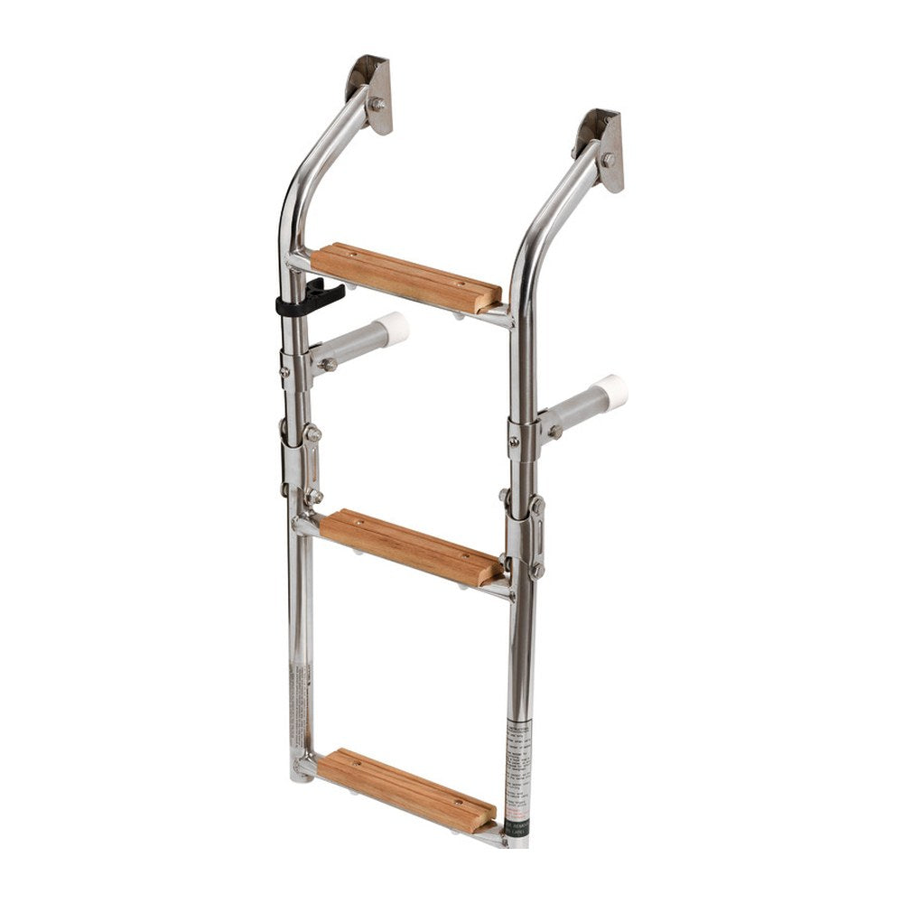 Ladder 3 steps AISI316 + Iroko - foto originale Osculati Srl