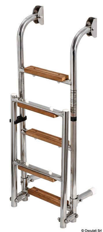 Ladder 5 steps AISI316 + Iroko - foto originale Osculati Srl