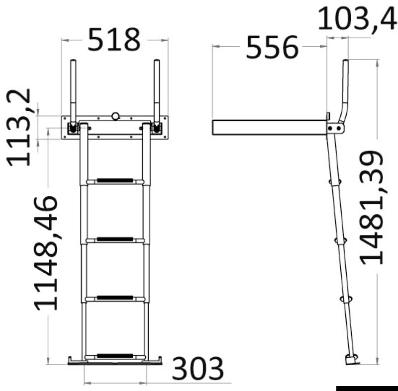 Douglas marine 4-step recess-fit AISI316 telescopic ladder - foto originale Osculati Srl
