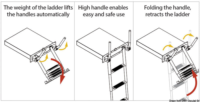 Douglas marine 4-step recess-fit AISI316 telescopic ladder - foto originale Osculati Srl