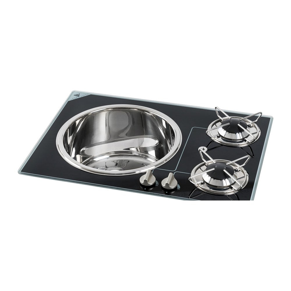 Crystal glass worktop + SS sink 2 x 1750 W - foto originale Osculati Srl