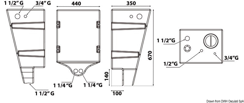 Wall mounting water tank 60 l - foto originale Osculati Srl