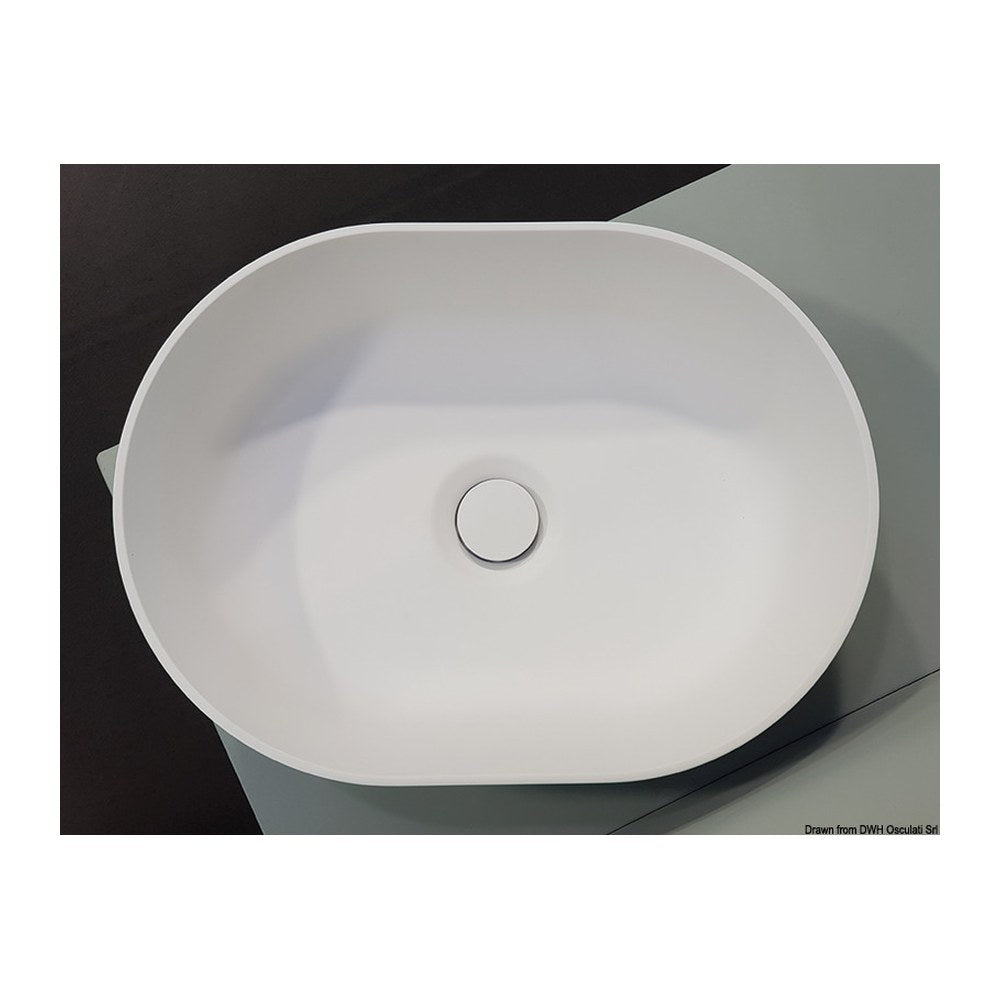 Countertop semi-oval sink Ocritech white 350x260 mm - foto originale Osculati Srl
