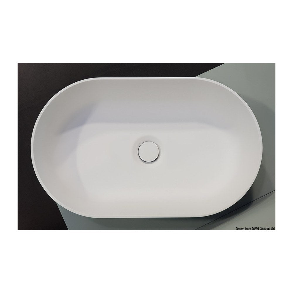 Countertop semi-oval sink Ocritech white 450x260 mm - foto originale Osculati Srl