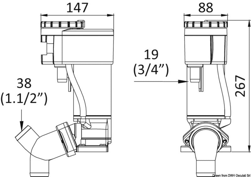 Manual-to-electric toilet conversion kit - foto originale Osculati Srl