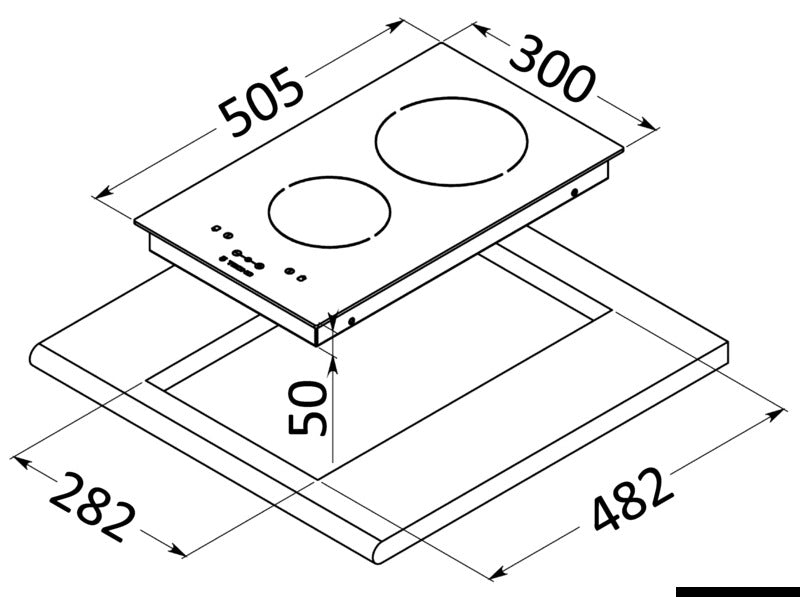 Glass ceramic hob unit 2 burners - foto originale Osculati Srl