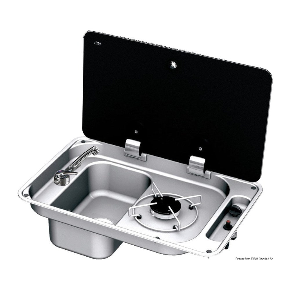 Can 1-burner left hob w/tinted glass cover - foto originale Osculati Srl