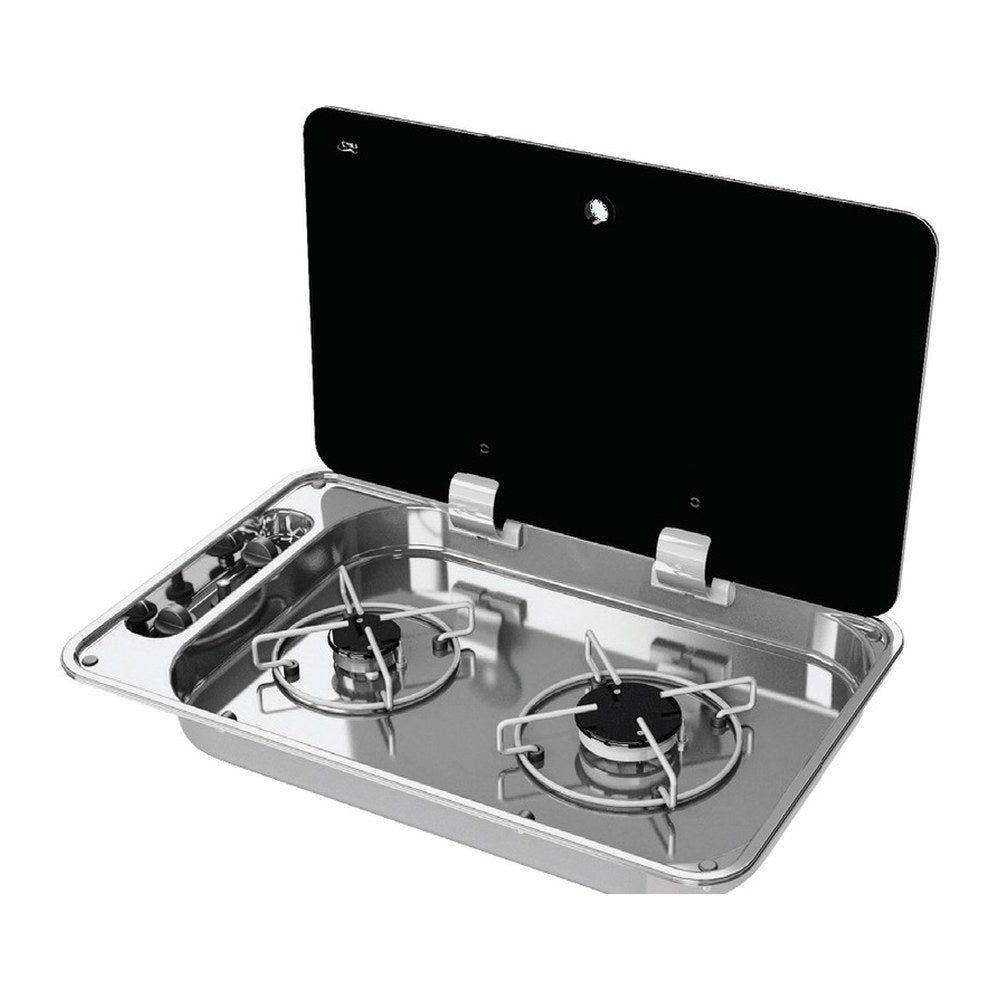 Can 2-burner hob w/tinted glass cover 530x340 mm - foto originale Osculati Srl