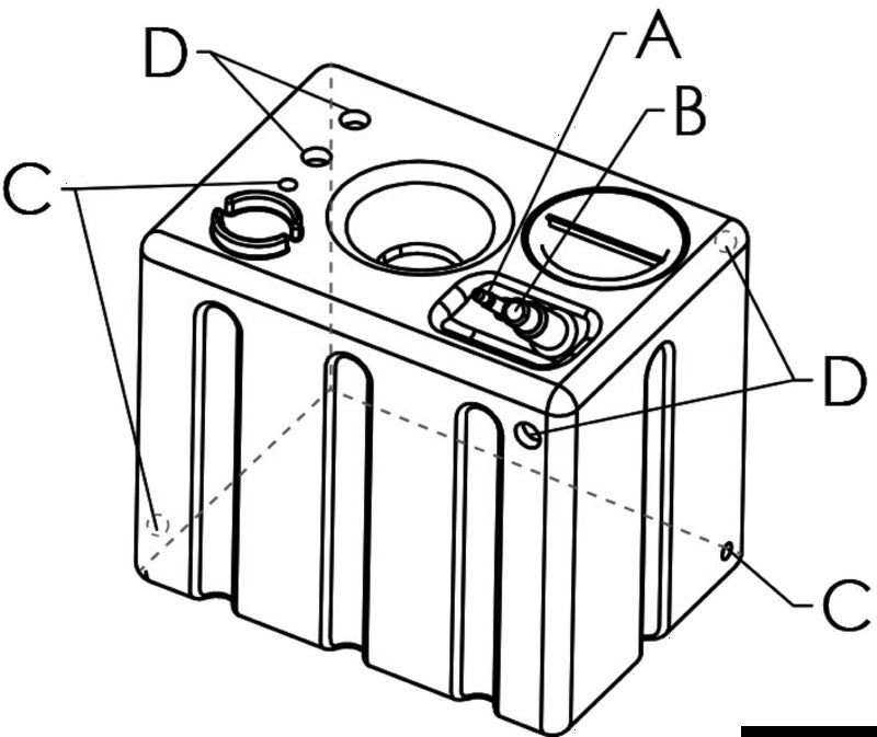 Horizontal rigid modular tank drinkable water 172l - foto originale Osculati Srl