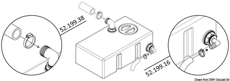 Load, hose adaptor for rigid water tank Ø 38 mm - foto originale Osculati Srl