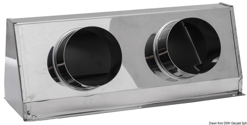 SS container for 2 x 75mm Ø tube - foto originale Osculati Srl