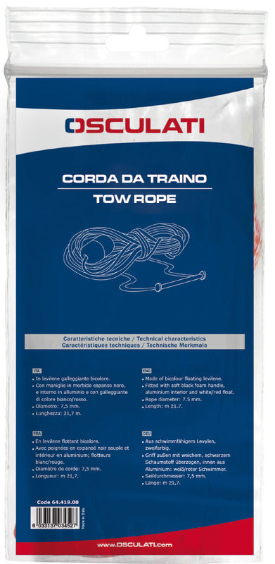 Racing tow rope 7.5mm x 21.7m - foto originale Osculati Srl