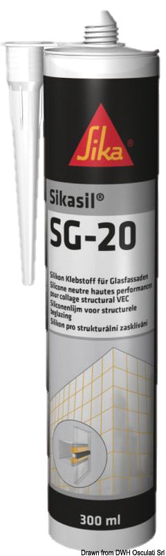 SIKASIL SG-20 silicone adhesive 300 ml black - foto originale Osculati Srl