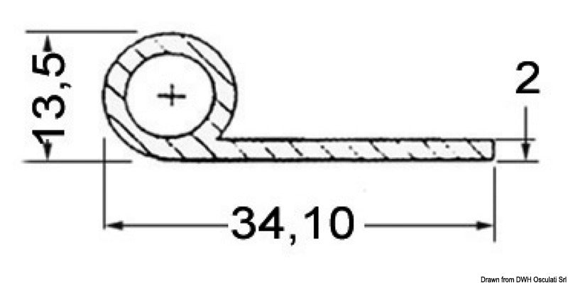 Rubbing strake 2x34.1x13.5 mm grey RAL 7035 (pack of 24) - foto originale Osculati Srl