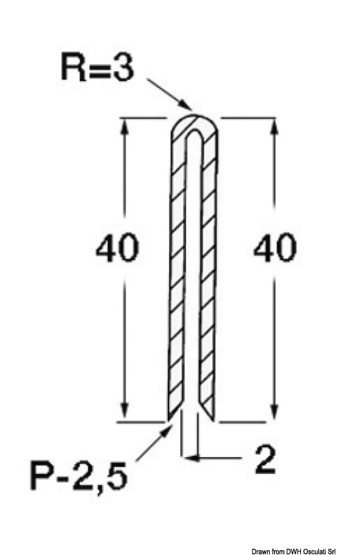 Rubbing strake 2x2x40 mm grey RAL 7035 (pack of 24) - foto originale Osculati Srl