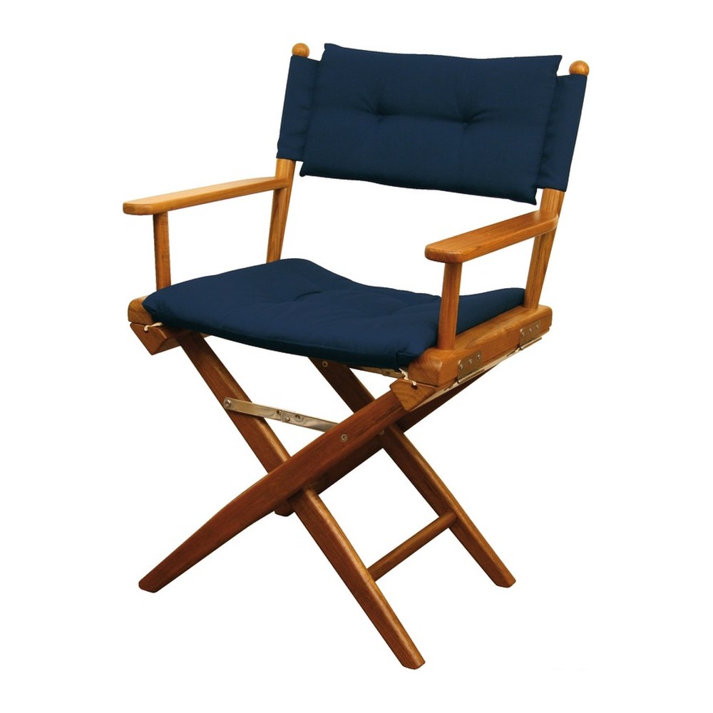 ARC Teak folding chair blue padded fabric - foto originale Osculati Srl