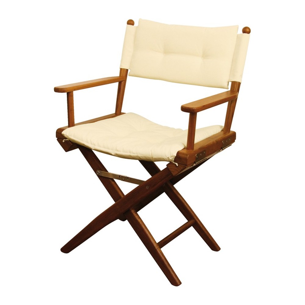 ARC Teak folding chair cream padded fabric - foto originale Osculati Srl