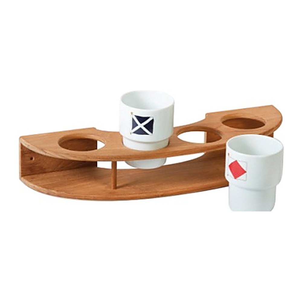 ARC Wall mounting teak 4-glass holder - foto originale Osculati Srl