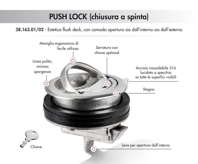 PUSH LOCK Eclipse pull latch without lock - foto originale Osculati Srl