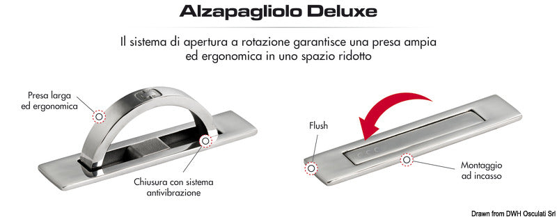 Delux pull handle w/ rotary opening system edge radius 8mm - foto originale Osculati Srl