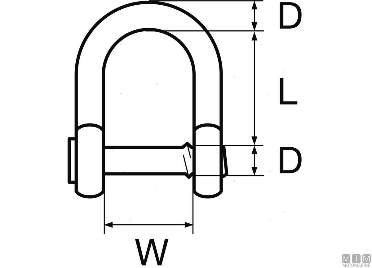 Screw pin shackle Ø12 mm stainless steel AISI 316 - original photo Motomarine Srl
