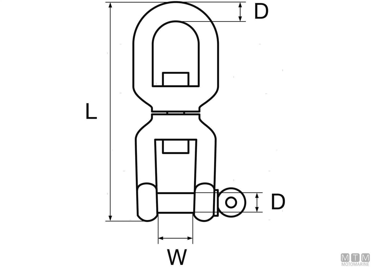 Eye/shackle swivel Ø10 mm hot-dip galvanized steel - original photo Motomarine Srl