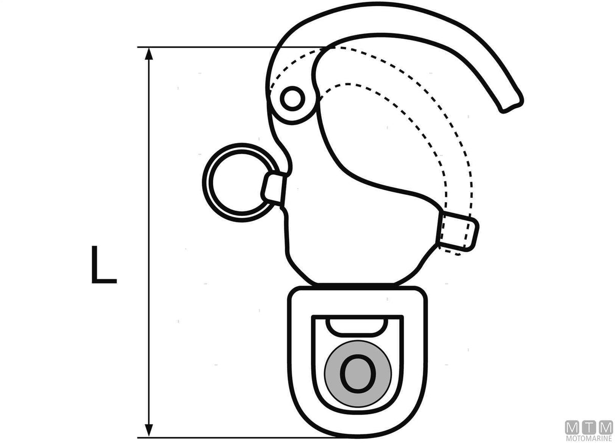 Swivel spinnaker quick release snap shackle L90 mm, 316 stainless steel, M-Card - original photo Motomarine Srl